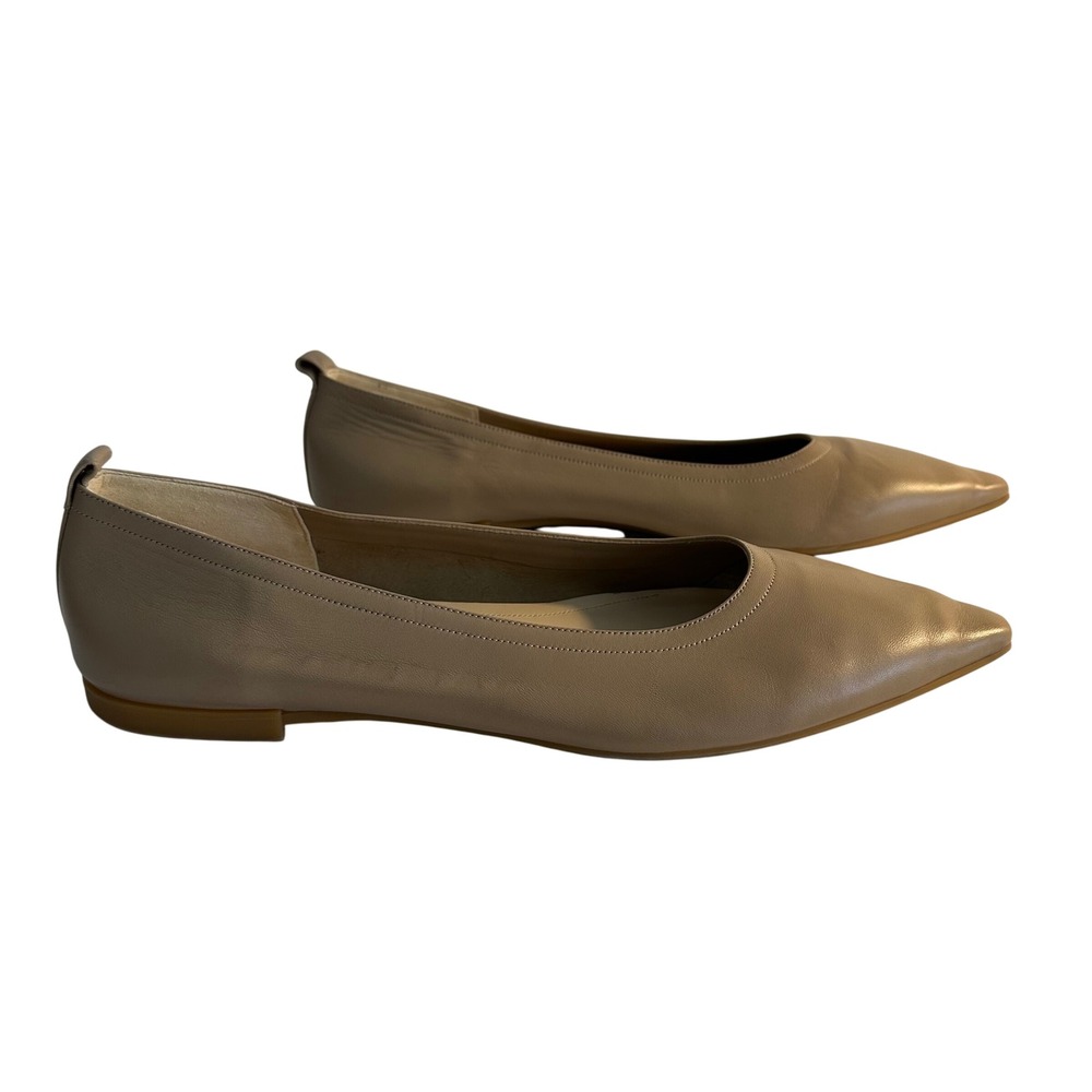 Everlane Leather Pointed Toe Ballet Flats Size 11 Beige Made in Italy Minimalist
